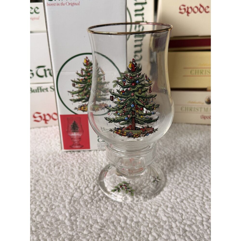 Spode Christmas Tree Hurricane 8" with Base